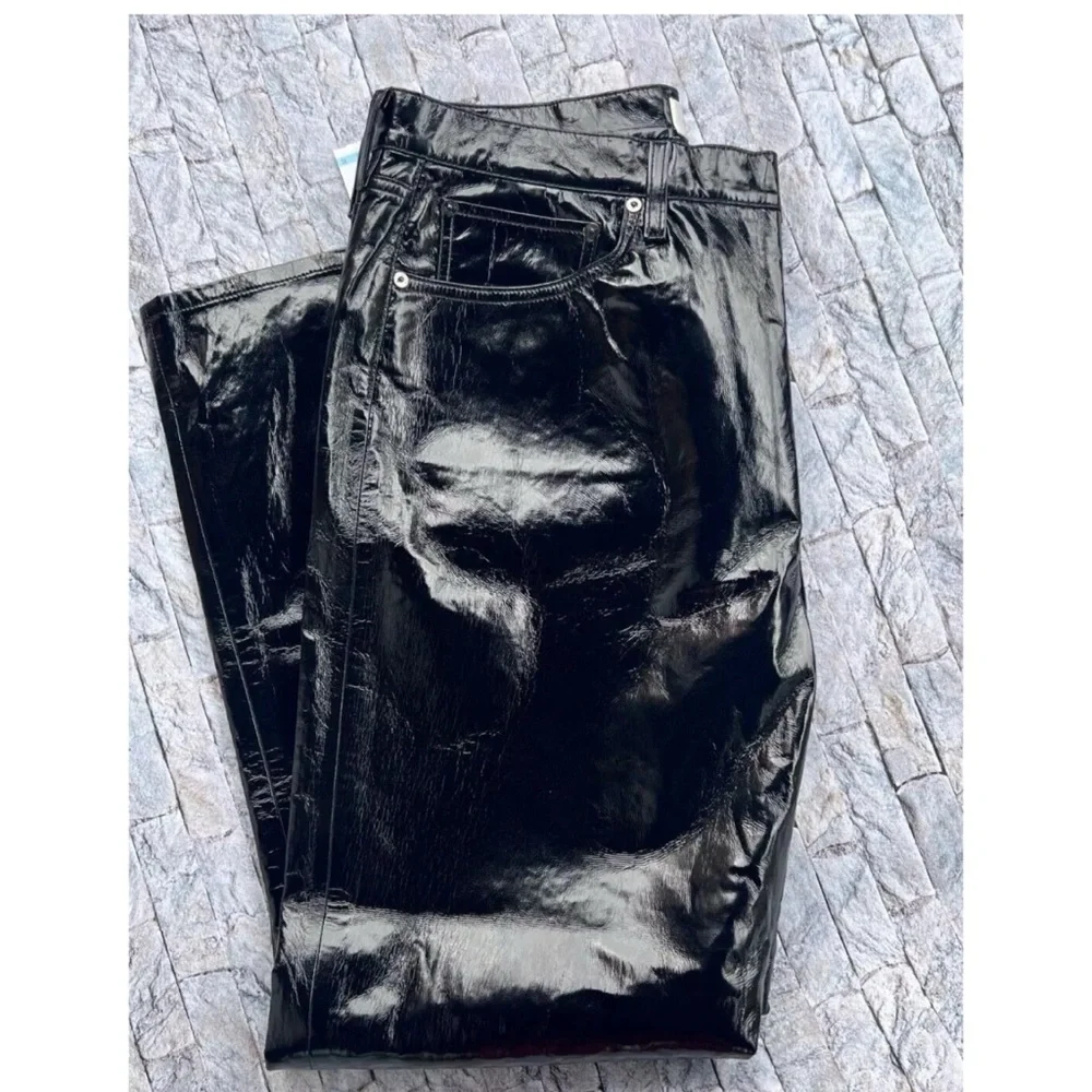 AGOLDE 90s Pinch Waist Recycled Leather Pants High Rise Detox Sz 34 - Picture 7 of 11